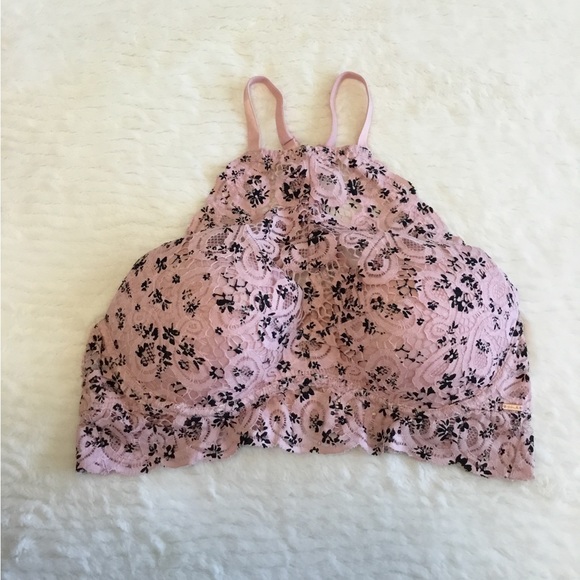 Pink Victoria’s Secret Pink/Black Lace Padded Push Up Bralette Sz.L - Picture 3 of 8